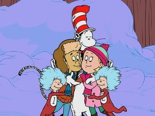 Der Kater mit Hut feiert Weihnachten