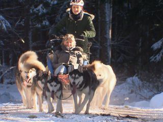 Huetten, Schlitten und Spass im Winter